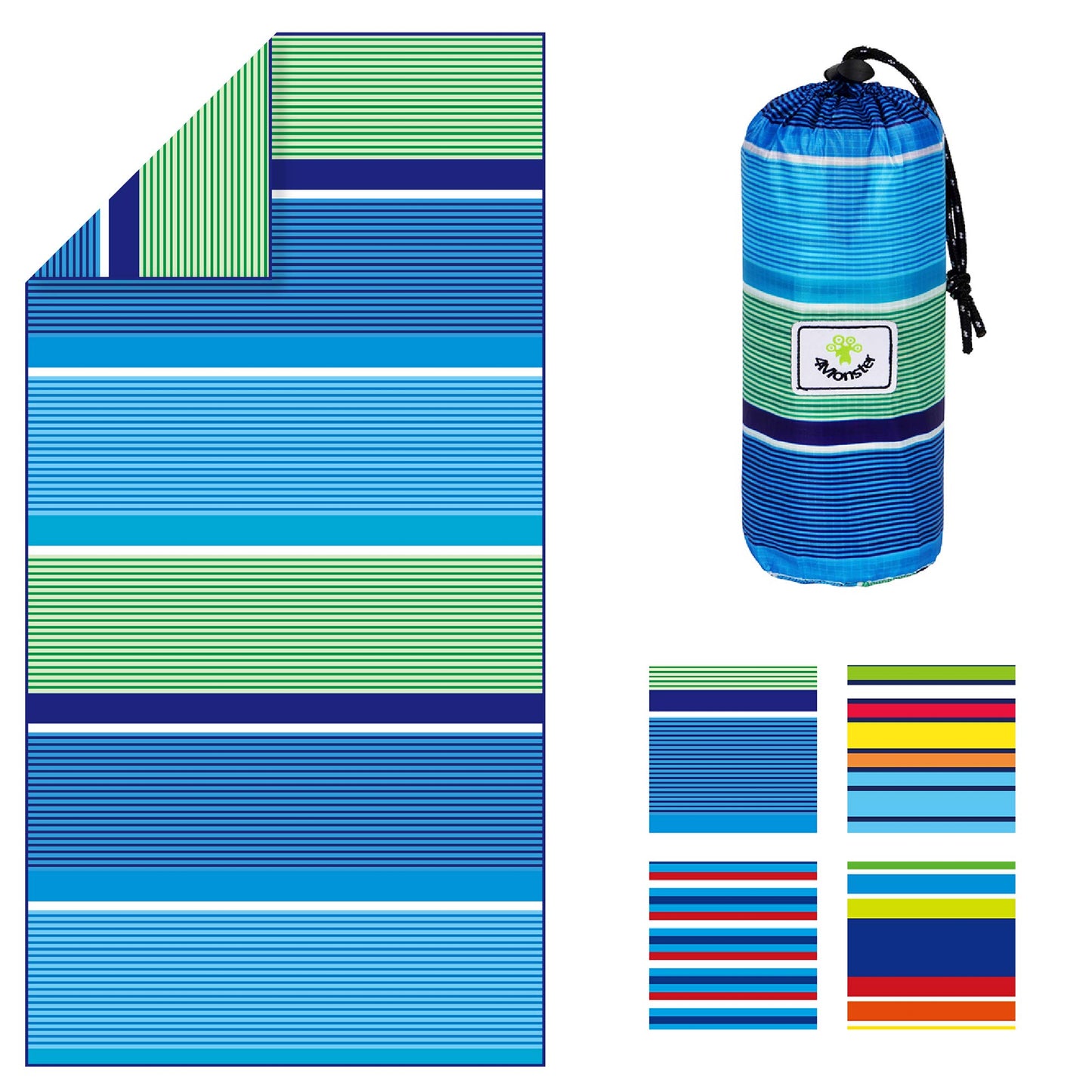 SL Travel Gear - 4Monster Microfiber Beach Towel Quick Dry,Super Absorbent Lightweight Travel Towel for Swimmers, Sand Free Camping Towel, Beach Towels for Pool, Swim, Water Sports,Yoga,Gym,Backpacking