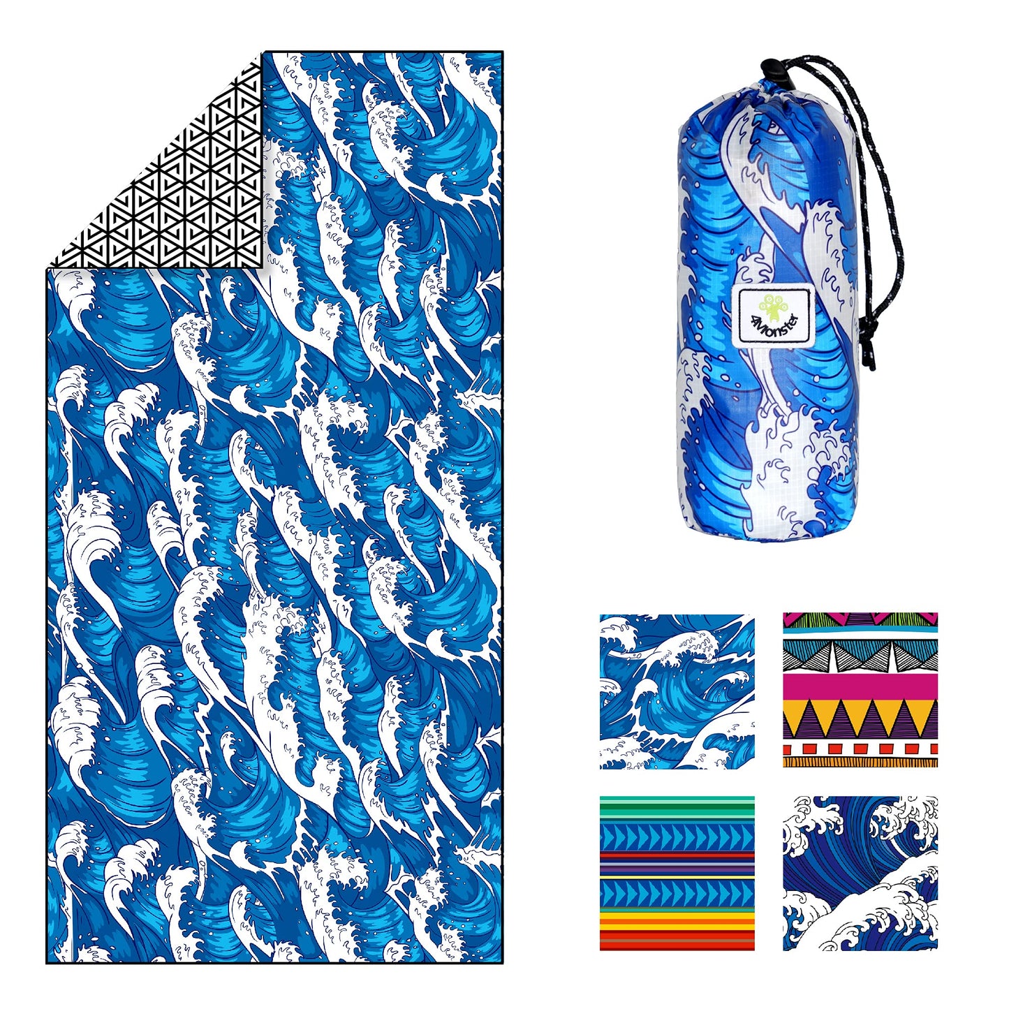 SL Travel Gear - 4Monster Microfiber Beach Towel Quick Dry,Super Absorbent Lightweight Travel Towel for Swimmers, Sand Free Camping Towel, Beach Towels for Pool, Swim, Water Sports,Yoga,Gym,Backpacking
