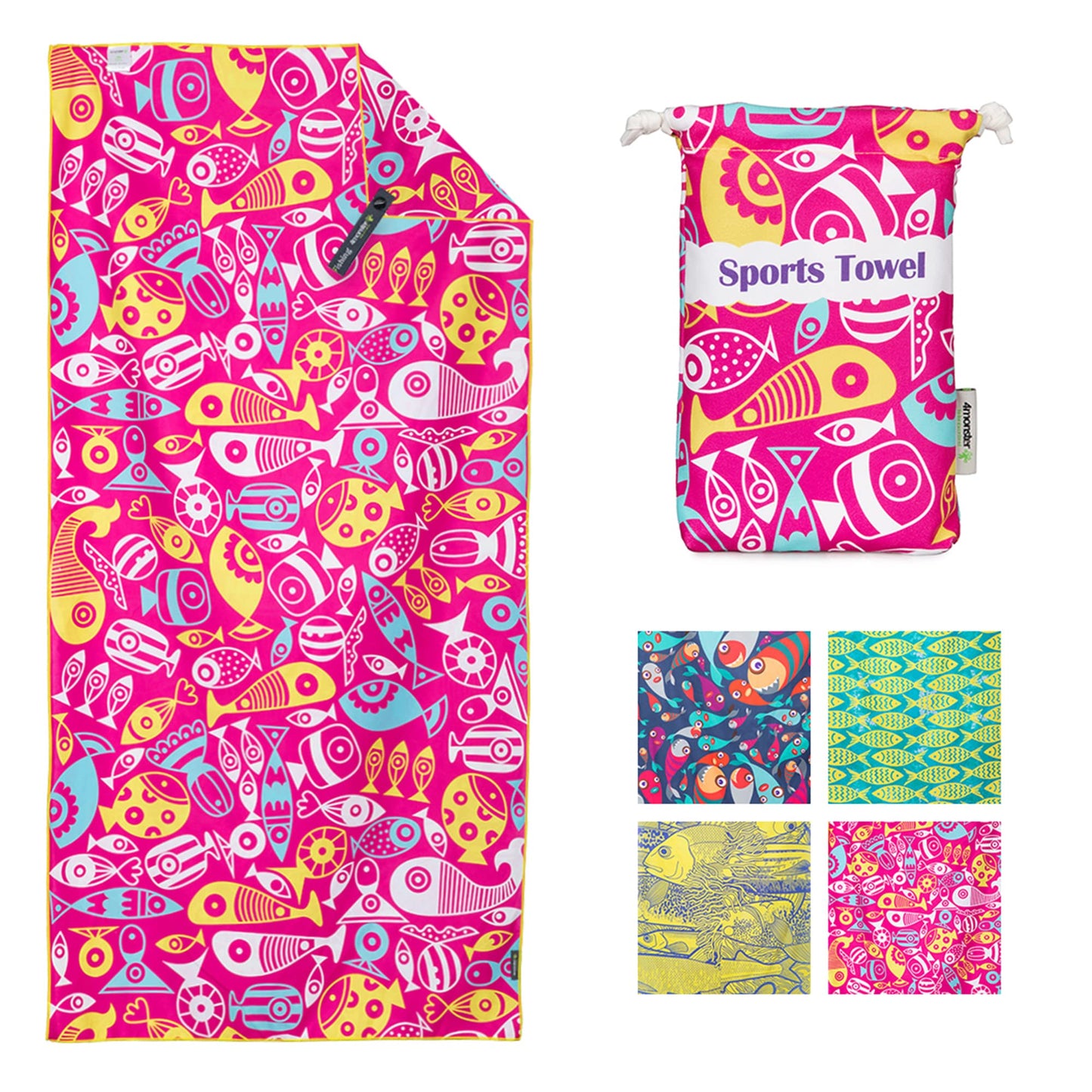 SL Travel Gear - 4Monster Microfiber Beach Towel Quick Dry,Super Absorbent Lightweight Travel Towel for Swimmers, Sand Free Camping Towel, Beach Towels for Pool, Swim, Water Sports,Yoga,Gym,Backpacking