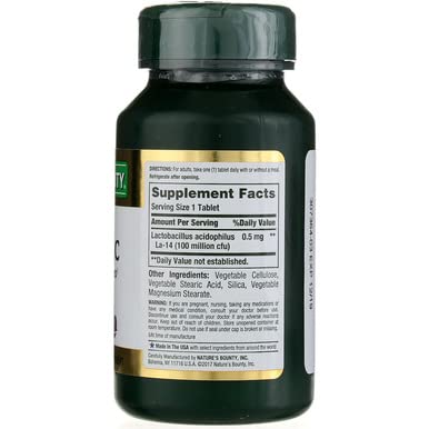 SL Travel Supplements - Nature's Bounty Acidophilus Probiotic, Daily Probiotic Supplement, Supports Digestive Health, 1 Pack, 120 Tablets