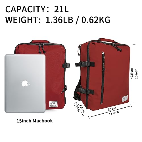 Business Trip Backpack 21L Flight Approved Carry on Daypack 15-inch Laptop Notebook, Travel Commute Gym Sport