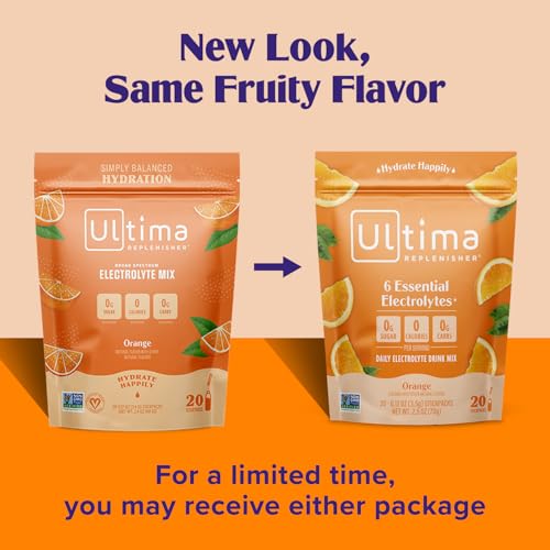 SL Travel Supplements - Ultima Replenisher Daily Electrolyte Drink Mix – Original Variety, 20 Packets – Hydration Packets with 6 Electrolytes & Minerals – Keto Friendly, Vegan, Non- GMO & Sugar-Free Electrolyte Powder