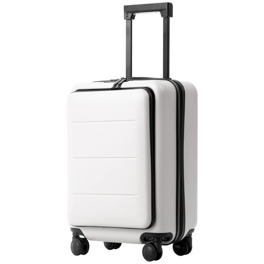 Luggage Suitcase Piece Carry On ABS+PC Spinner Trolley with pocket Compartment(White, 20in(carry on))