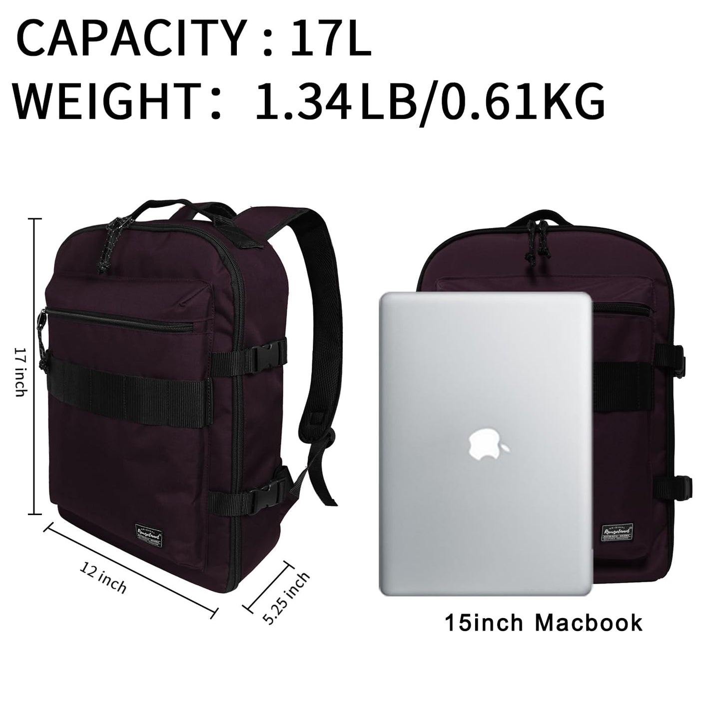 Business Trip Backpack 21L Flight Approved Carry on Daypack 15-inch Laptop Notebook, Travel Commute Gym Sport