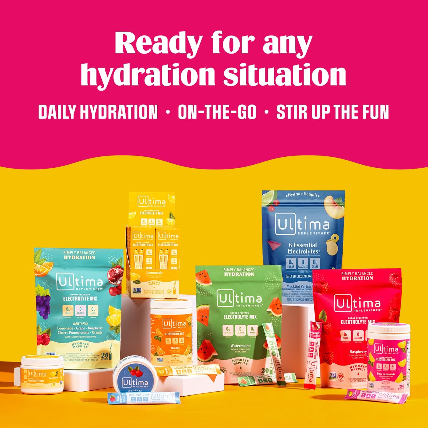SL Travel Supplements - Ultima Replenisher Daily Electrolyte Drink Mix – Original Variety, 20 Packets – Hydration Packets with 6 Electrolytes & Minerals – Keto Friendly, Vegan, Non- GMO & Sugar-Free Electrolyte Powder