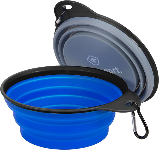 SL Travel Gear - Stansport Collapsible Silicon Travel Bowls - 2 Pack, Grey and Blue, Large