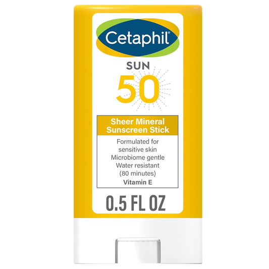 SL Travel Supplements - Cetaphil Sheer Mineral Sunscreen Stick for Face & Body, 0.5oz, 100% Mineral Sunscreen: Zinc Oxide & Titanium Dioxide, Broad Spectrum SPF 50, For Sensitive Skin