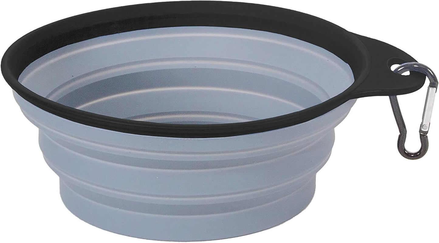 SL Travel Gear - Stansport Collapsible Silicon Travel Bowls - 2 Pack, Grey and Blue, Large