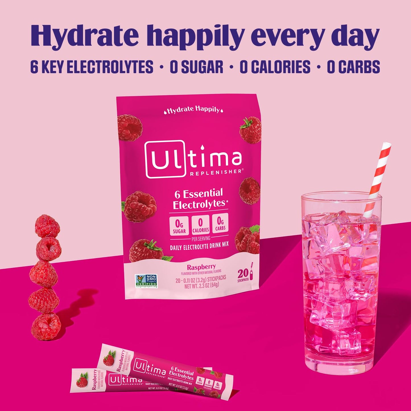 SL Travel Supplements - Ultima Replenisher Daily Electrolyte Drink Mix – Original Variety, 20 Packets – Hydration Packets with 6 Electrolytes & Minerals – Keto Friendly, Vegan, Non- GMO & Sugar-Free Electrolyte Powder