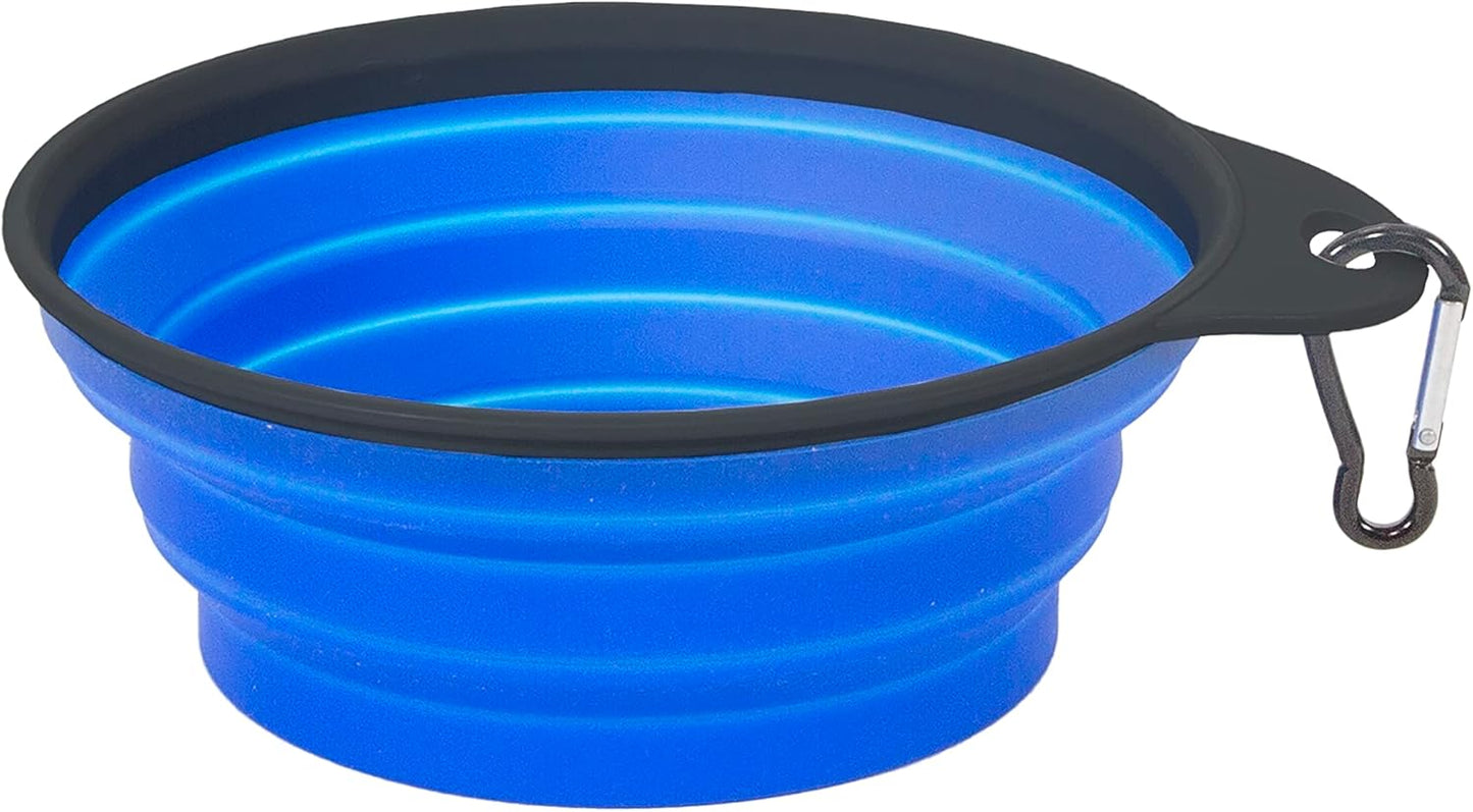 SL Travel Gear - Stansport Collapsible Silicon Travel Bowls - 2 Pack, Grey and Blue, Large