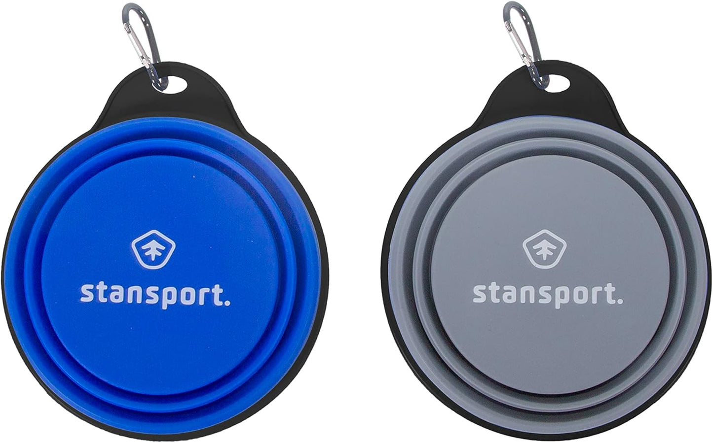 SL Travel Gear - Stansport Collapsible Silicon Travel Bowls - 2 Pack, Grey and Blue, Large