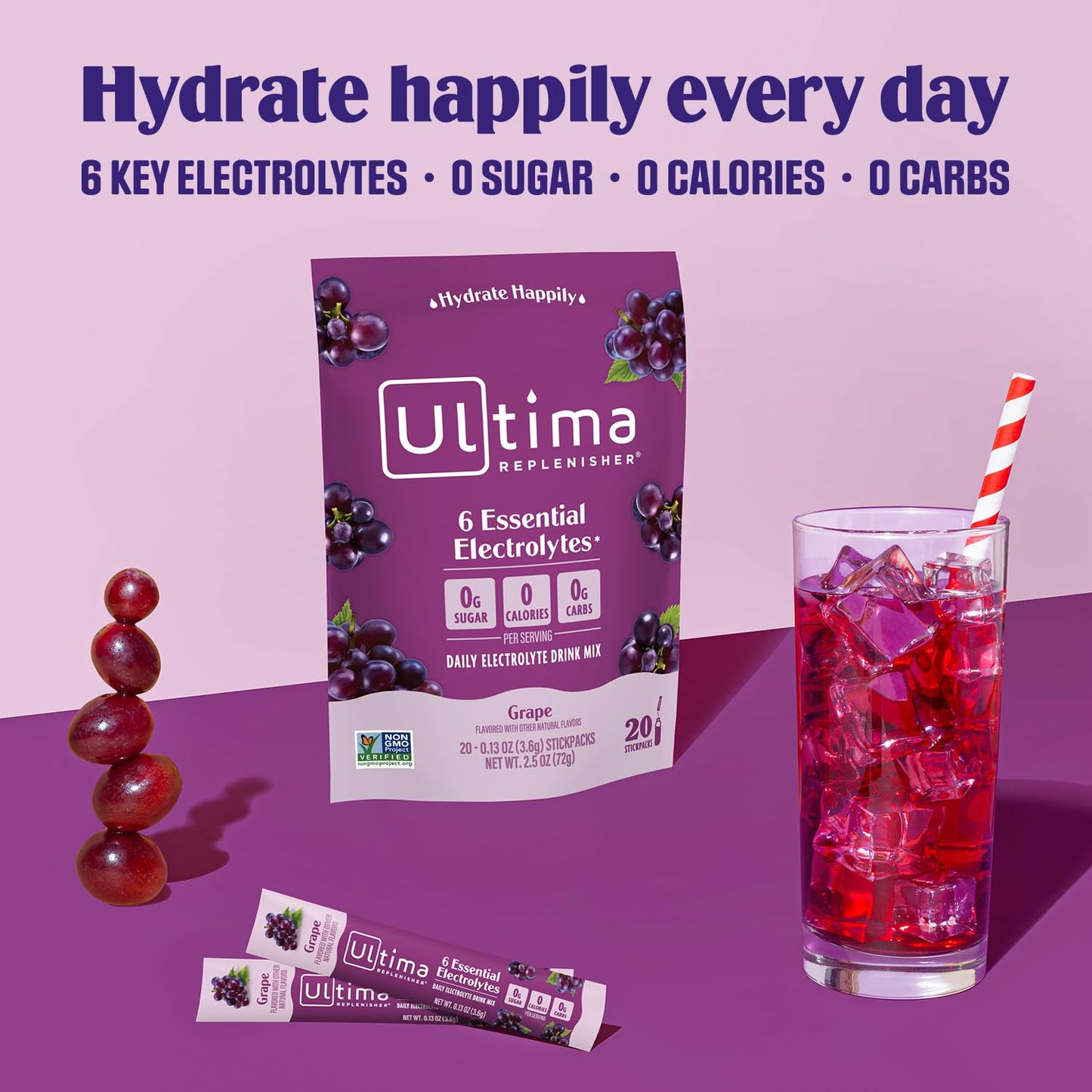 SL Travel Supplements - Ultima Replenisher Daily Electrolyte Drink Mix – Original Variety, 20 Packets – Hydration Packets with 6 Electrolytes & Minerals – Keto Friendly, Vegan, Non- GMO & Sugar-Free Electrolyte Powder