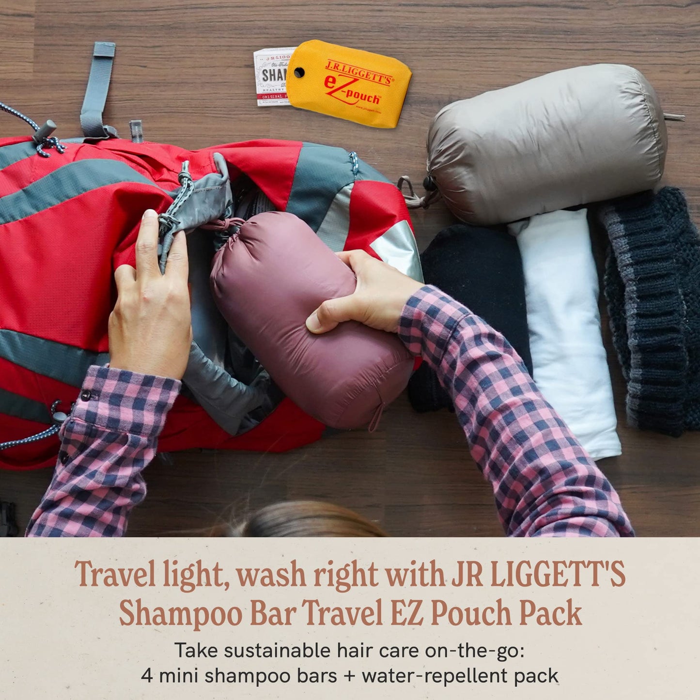 SL Travel Gear - J·R·LIGGETT'S All-Natural Mini Shampoo Bars with Antioxidants - Sulfate-Free, Supports Strong and Healthy Hair, Travel Pouch Pack of 4