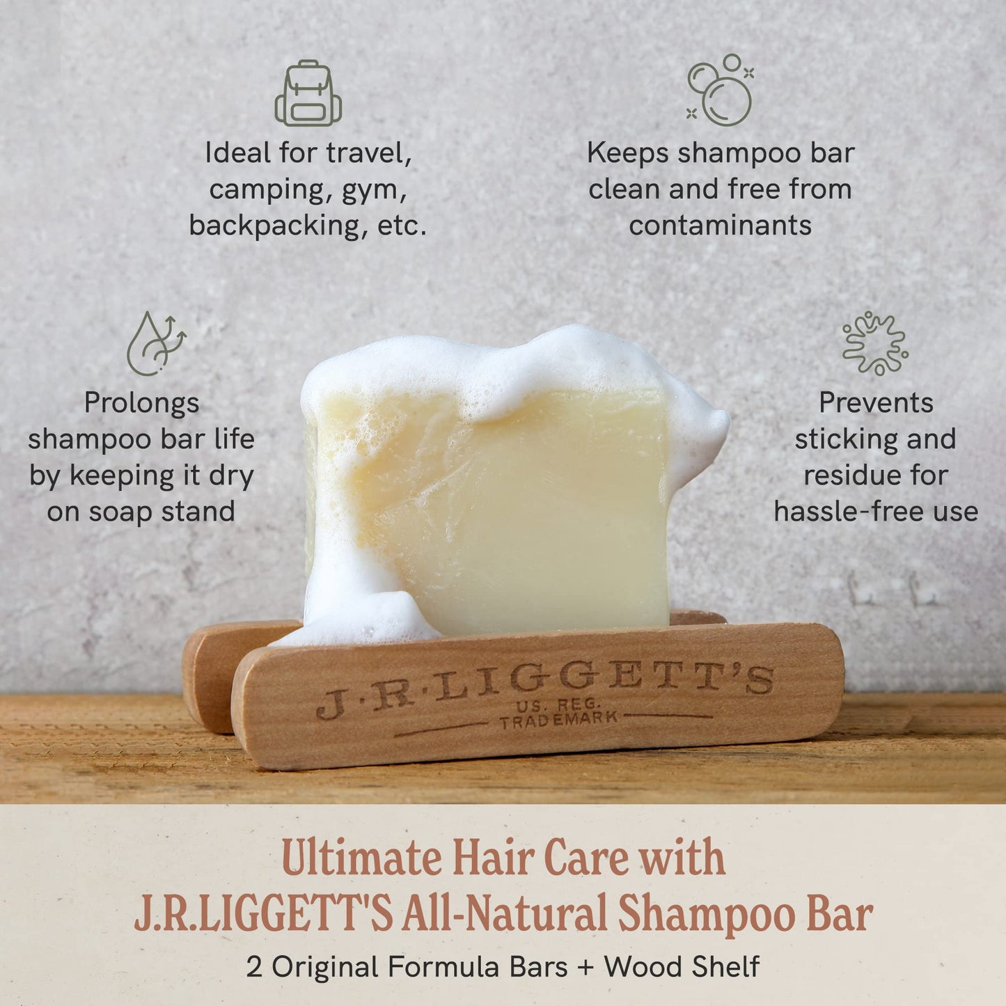 SL Travel Gear - J·R·LIGGETT'S All-Natural Mini Shampoo Bars with Antioxidants - Sulfate-Free, Supports Strong and Healthy Hair, Travel Pouch Pack of 4