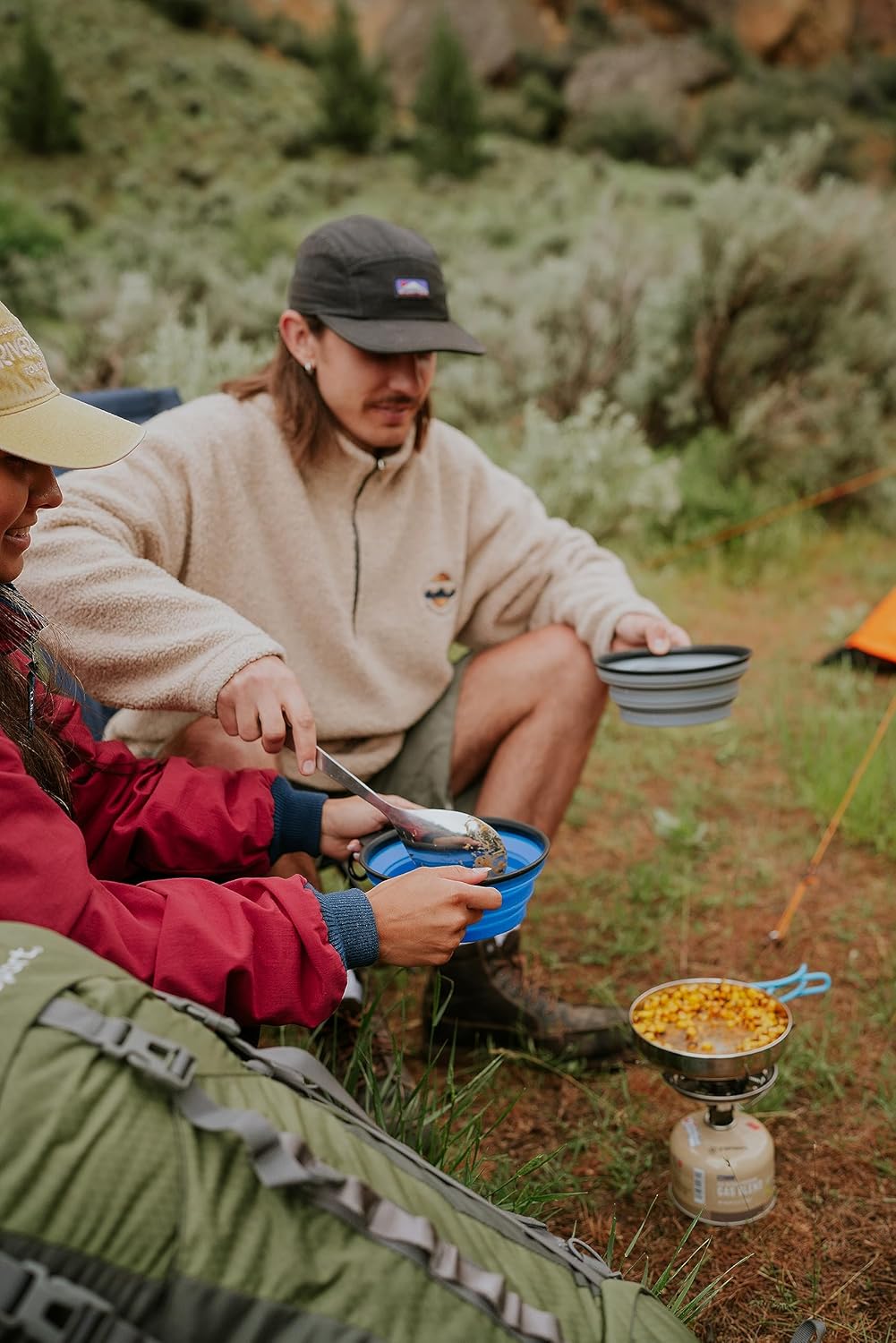 SL Travel Gear - Stansport Collapsible Silicon Travel Bowls - 2 Pack, Grey and Blue, Large