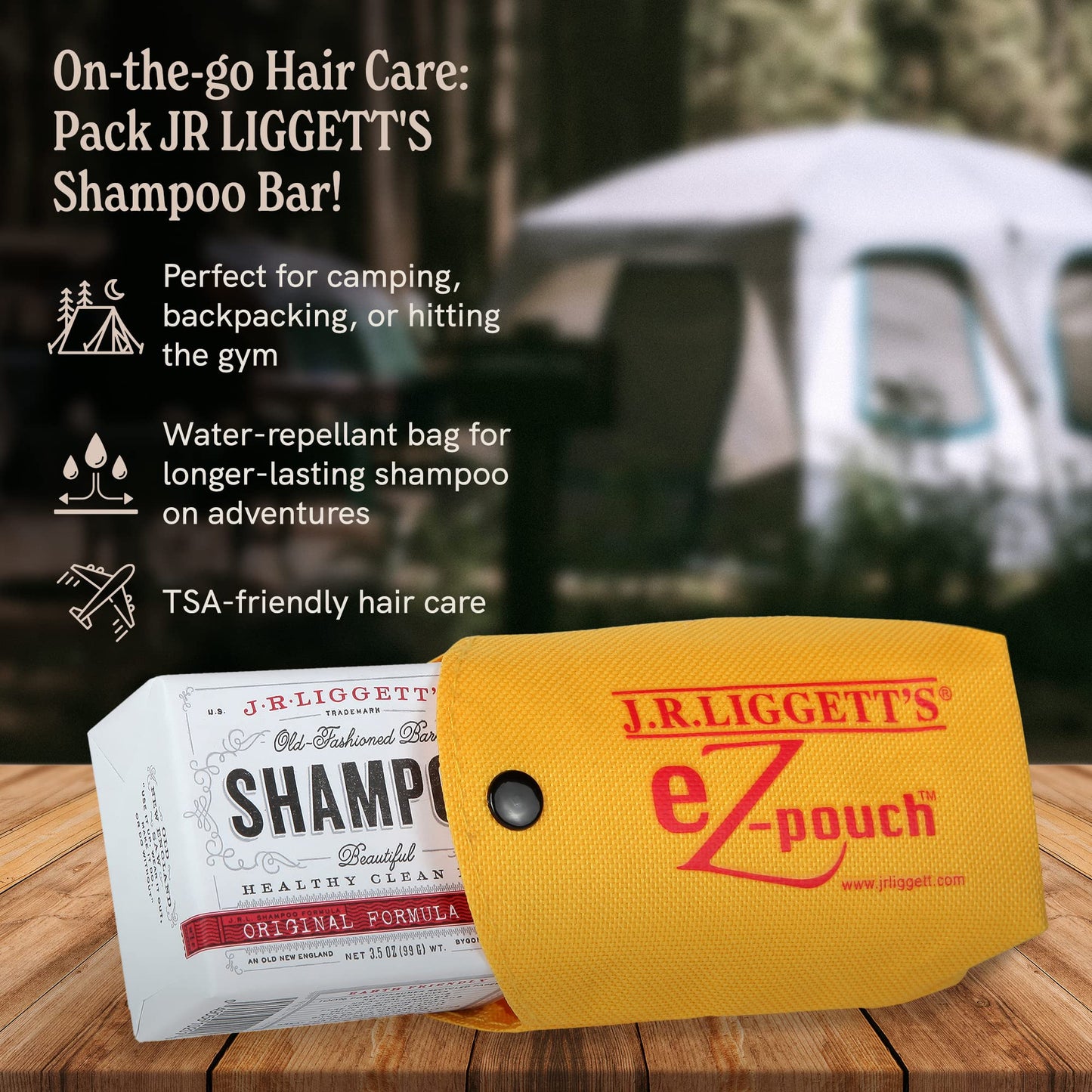 SL Travel Gear - J·R·LIGGETT'S All-Natural Mini Shampoo Bars with Antioxidants - Sulfate-Free, Supports Strong and Healthy Hair, Travel Pouch Pack of 4