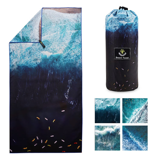 SL Travel Gear - 4Monster Microfiber Beach Towel Quick Dry,Super Absorbent Lightweight Travel Towel for Swimmers, Sand Free Camping Towel, Beach Towels for Pool, Swim, Water Sports,Yoga,Gym,Backpacking