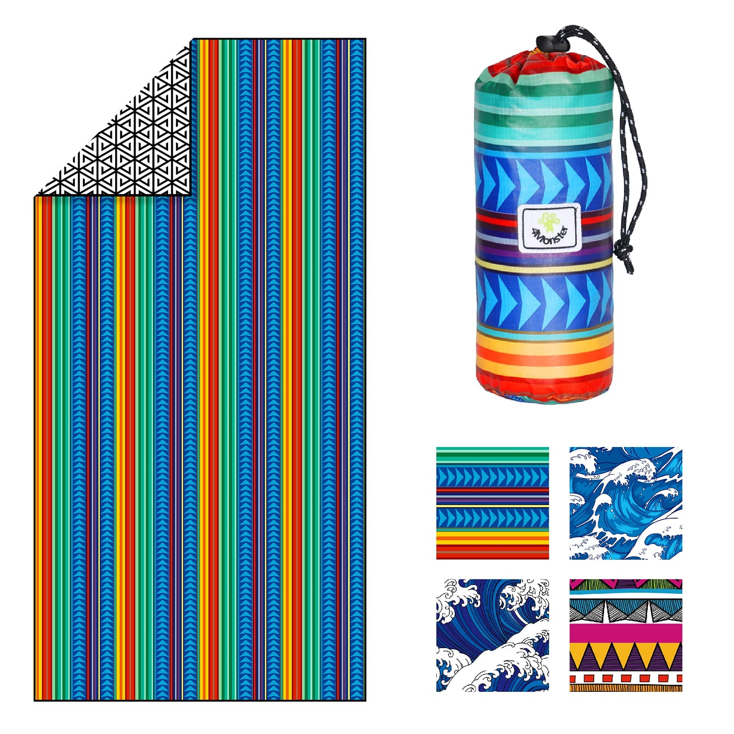 SL Travel Gear - 4Monster Microfiber Beach Towel Quick Dry,Super Absorbent Lightweight Travel Towel for Swimmers, Sand Free Camping Towel, Beach Towels for Pool, Swim, Water Sports,Yoga,Gym,Backpacking